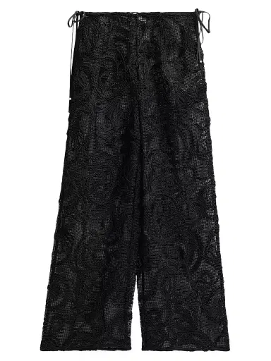 Ganni Women's Embroidered Net Tie Trousers - Black - Size 10 | Thumbnail 1 Ganni Women's Embroidered Net Tie Trousers - Black - Size 10 | Thumbnail 1