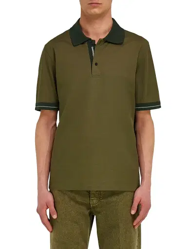 FERRAGAMO Men's Short-Sleeve Cotton Polo Shirt - Caper Verde Bianco | Thumbnail 2 FERRAGAMO Men's Short-Sleeve Cotton Polo Shirt - Caper Verde Bianco | Thumbnail 2