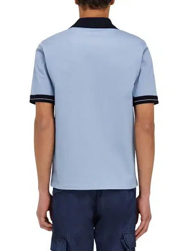 Ferragamo Men's Short-Sleeve Cotton Polo Shirt - Washed Navy White | Thumbnail 4 Ferragamo Men's Short-Sleeve Cotton Polo Shirt - Washed Navy White | Thumbnail 4