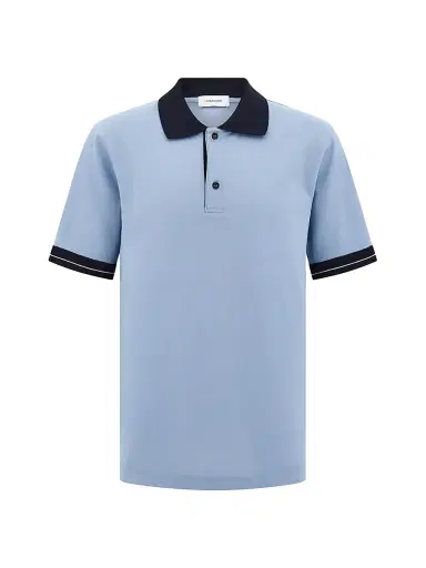 Ferragamo Men's Short-Sleeve Cotton Polo Shirt - Washed Navy White | Thumbnail 1 Ferragamo Men's Short-Sleeve Cotton Polo Shirt - Washed Navy White | Thumbnail 1