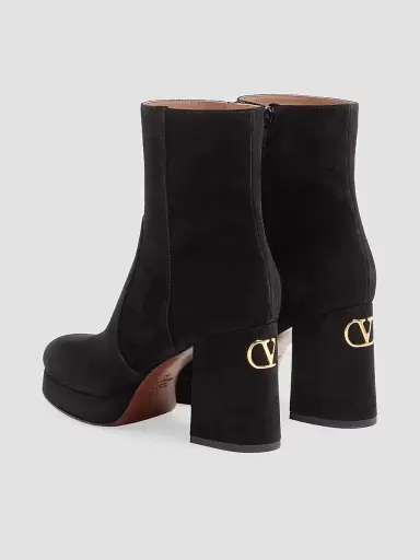 Valentino Garavani Women's Fawcette 90MM Platform Ankle Boots in Split Leather - Black | Thumbnail 3 Valentino Garavani Women's Fawcette 90MM Platform Ankle Boots in Split Leather - Black | Thumbnail 3