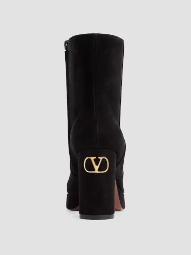 Valentino Garavani Women's Fawcette 90MM Platform Ankle Boots in Split Leather - Black | Thumbnail 6 Valentino Garavani Women's Fawcette 90MM Platform Ankle Boots in Split Leather - Black | Thumbnail 6
