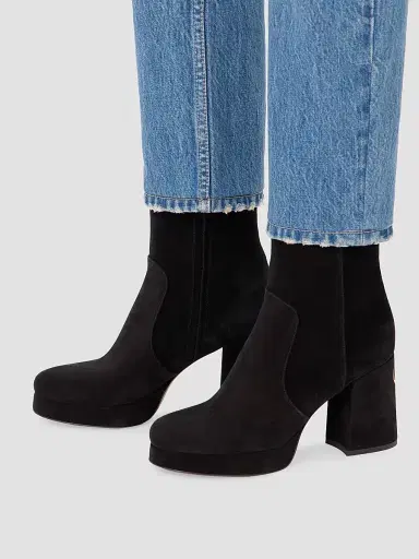 Valentino Garavani Women's Fawcette 90MM Platform Ankle Boots in Split Leather - Black | Thumbnail 7 Valentino Garavani Women's Fawcette 90MM Platform Ankle Boots in Split Leather - Black | Thumbnail 7
