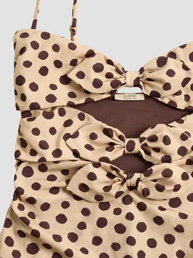 Valentino Garavani Women's Lycra One-Piece Swimsuit in Plus De Pois Dalmata Polka Dot - Beige Chocolate | Thumbnail 6 Valentino Garavani Women's Lycra One-Piece Swimsuit in Plus De Pois Dalmata Polka Dot - Beige Chocolate | Thumbnail 6