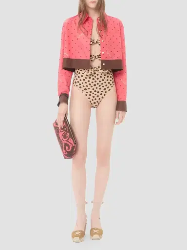 Valentino Garavani Women's Lycra One-Piece Swimsuit in Plus De Pois Dalmata Polka Dot - Beige Chocolate | Thumbnail 7 Valentino Garavani Women's Lycra One-Piece Swimsuit in Plus De Pois Dalmata Polka Dot - Beige Chocolate | Thumbnail 7