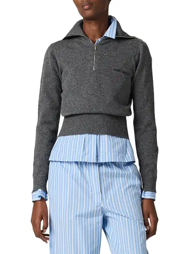 Miu Miu Women's Cashmere Half-Zipper Sweater | Thumbnail 2 Miu Miu Women's Cashmere Half-Zipper Sweater | Thumbnail 2