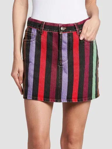Versace Women's La Vacanza Striped Rigid Denim Miniskirt - Size 8 | Thumbnail 3 Versace Women's La Vacanza Striped Rigid Denim Miniskirt - Size 8 | Thumbnail 3