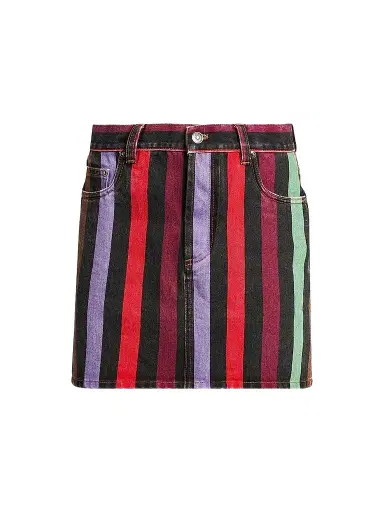 Versace Women's La Vacanza Striped Rigid Denim Miniskirt - Size 8 | Thumbnail 1 Versace Women's La Vacanza Striped Rigid Denim Miniskirt - Size 8 | Thumbnail 1