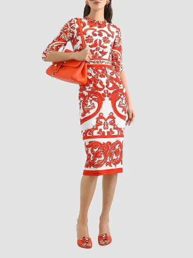 Dolce & Gabbana Women's Majolica Silk-Blend Midi Dress - Variante Abbinata | Thumbnail 2 Dolce & Gabbana Women's Majolica Silk-Blend Midi Dress - Variante Abbinata | Thumbnail 2
