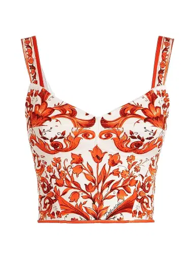 Dolce & Gabbana Women's Maiolica Silk-Blend Corset Top - Variante Abbinata - Size 10 | Thumbnail 1 Dolce & Gabbana Women's Maiolica Silk-Blend Corset Top - Variante Abbinata - Size 10 | Thumbnail 1