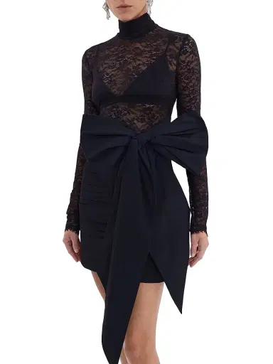Rebecca Vallance Women's Nicky Hilton x Delta Lace & Taffeta Bow Minidress - Black | Thumbnail 5 Rebecca Vallance Women's Nicky Hilton x Delta Lace & Taffeta Bow Minidress - Black | Thumbnail 5