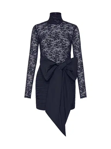 Rebecca Vallance Women's Nicky Hilton x Delta Lace & Taffeta Bow Minidress - Black | Thumbnail 1 Rebecca Vallance Women's Nicky Hilton x Delta Lace & Taffeta Bow Minidress - Black | Thumbnail 1