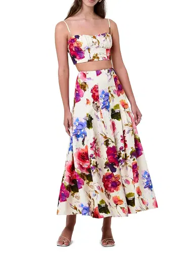 NICHOLAS Women's Yulia Floral Bustier Crop Top - Watercolor Flora | Thumbnail 2 NICHOLAS Women's Yulia Floral Bustier Crop Top - Watercolor Flora | Thumbnail 2