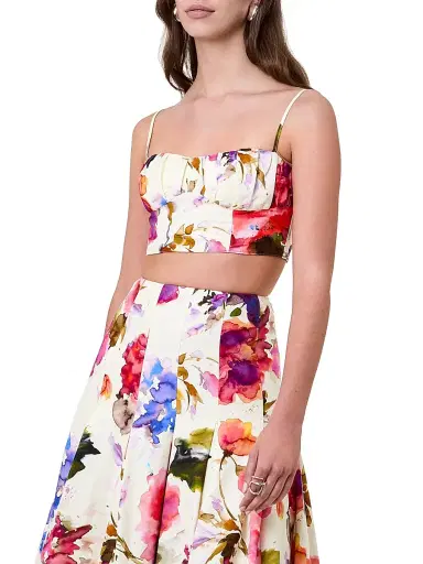 NICHOLAS Women's Yulia Floral Bustier Crop Top - Watercolor Flora | Thumbnail 3 NICHOLAS Women's Yulia Floral Bustier Crop Top - Watercolor Flora | Thumbnail 3