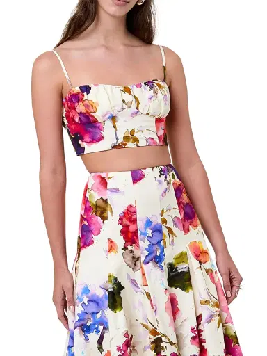NICHOLAS Women's Yulia Floral Bustier Crop Top - Watercolor Flora | Thumbnail 4 NICHOLAS Women's Yulia Floral Bustier Crop Top - Watercolor Flora | Thumbnail 4