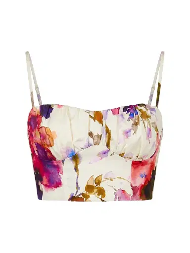 NICHOLAS Women's Yulia Floral Bustier Crop Top - Watercolor Flora | Thumbnail 1 NICHOLAS Women's Yulia Floral Bustier Crop Top - Watercolor Flora | Thumbnail 1