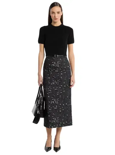 Michael Kors Collection Frayed Denim Skirt | Thumbnail 1 Michael Kors Collection Frayed Denim Skirt | Thumbnail 1