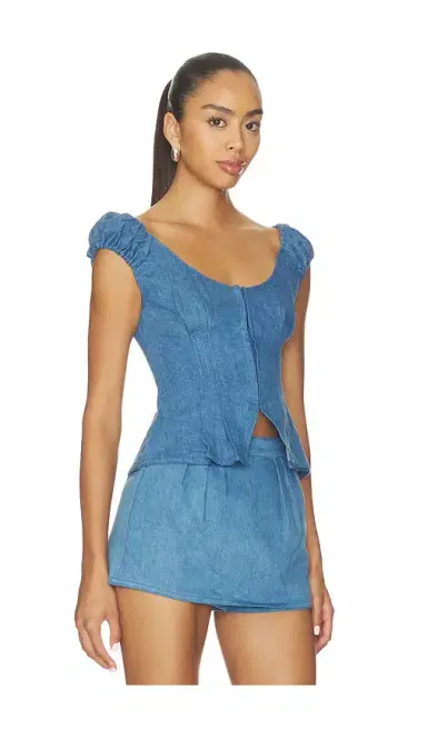 Lovers and Friends Mabel Denim Top | Thumbnail 2 Lovers and Friends Mabel Denim Top | Thumbnail 2