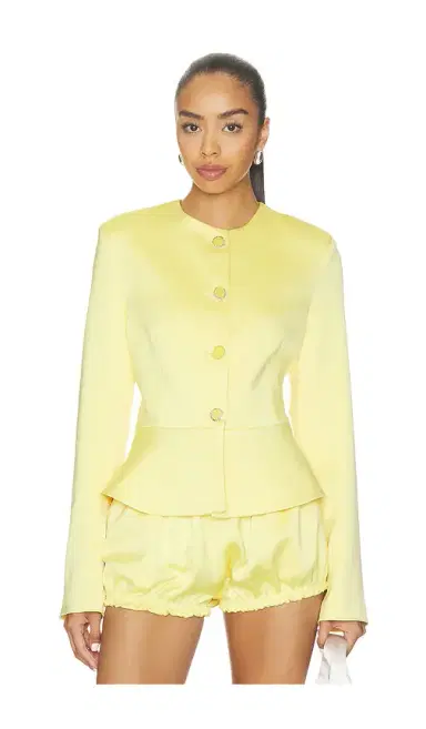 Milkwhite Satin Button Up Blazer | Thumbnail 1 Milkwhite Satin Button Up Blazer | Thumbnail 1