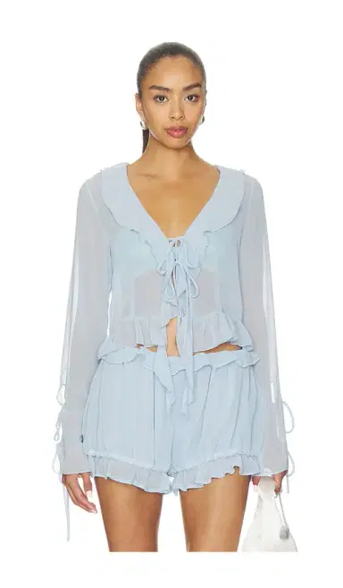Milkwhite Ruffle Long Sleeve Shirt | Thumbnail 1 Milkwhite Ruffle Long Sleeve Shirt | Thumbnail 1