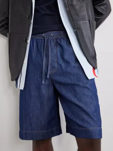 Loewe Wide-Leg Anagram-Detailed Cotton-Chambray Drawstring Shorts - Men | Thumbnail 6 Loewe Wide-Leg Anagram-Detailed Cotton-Chambray Drawstring Shorts - Men | Thumbnail 6