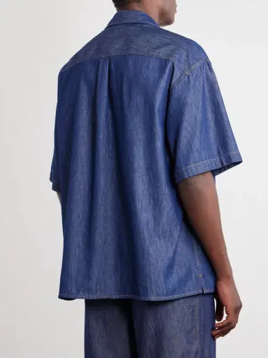 Loewe Camp-Collar Anagram-Detail Denim Shirt - Men | Thumbnail 4 Loewe Camp-Collar Anagram-Detail Denim Shirt - Men | Thumbnail 4