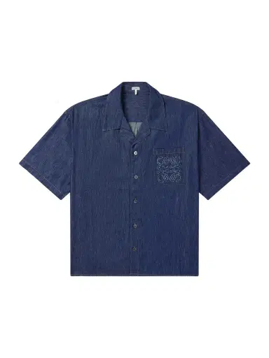 Loewe Camp-Collar Anagram-Detail Denim Shirt - Men | Thumbnail 1 Loewe Camp-Collar Anagram-Detail Denim Shirt - Men | Thumbnail 1