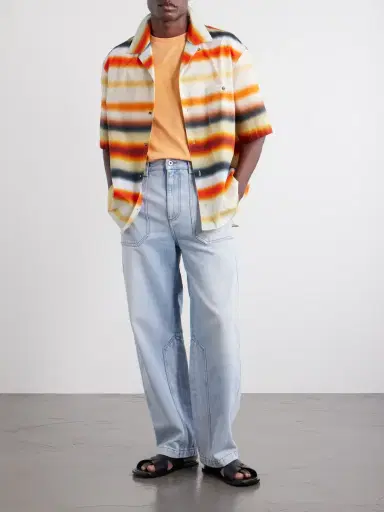 Loewe Paula's Ibiza Convertible-Collar Logo-Embroidered Striped Cotton-Poplin Shirt - Men | Thumbnail 2 Loewe Paula's Ibiza Convertible-Collar Logo-Embroidered Striped Cotton-Poplin Shirt - Men | Thumbnail 2