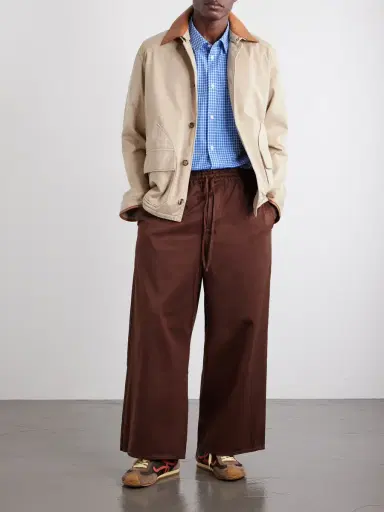 Loewe Paula's Ibiza Wide-Leg Anagram-Embroidered Cotton Drawstring Trousers - Men | Thumbnail 2 Loewe Paula's Ibiza Wide-Leg Anagram-Embroidered Cotton Drawstring Trousers - Men | Thumbnail 2