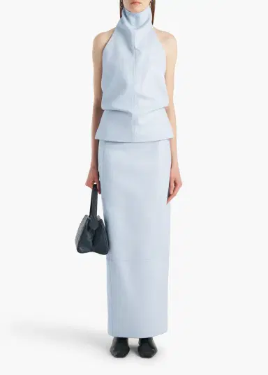 Khaite Lyle Skirt In Sky Blue Leather | Thumbnail 2 Khaite Lyle Skirt In Sky Blue Leather | Thumbnail 2