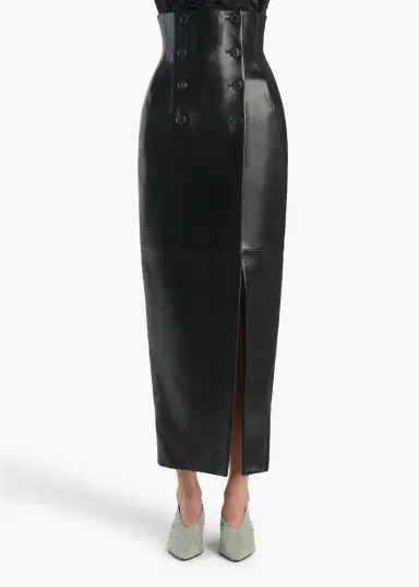 Khaite Luiza Skirt In Black Leather | Thumbnail 3 Khaite Luiza Skirt In Black Leather | Thumbnail 3