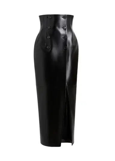 Khaite Luiza Skirt In Black Leather | Thumbnail 1 Khaite Luiza Skirt In Black Leather | Thumbnail 1