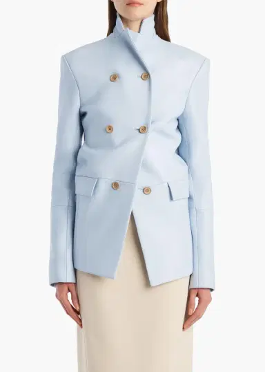 Khaite Rolo Jacket In Sky Blue Leather | Thumbnail 3 Khaite Rolo Jacket In Sky Blue Leather | Thumbnail 3