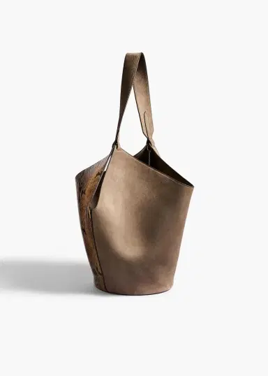 Khaite Small Lotus Tote In Python-Embossed Taupe And Morning Dove | Thumbnail 2 Khaite Small Lotus Tote In Python-Embossed Taupe And Morning Dove | Thumbnail 2
