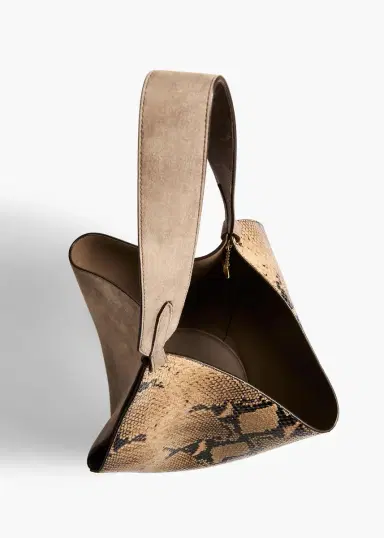 Khaite Small Lotus Tote In Python-Embossed Taupe And Morning Dove | Thumbnail 3 Khaite Small Lotus Tote In Python-Embossed Taupe And Morning Dove | Thumbnail 3