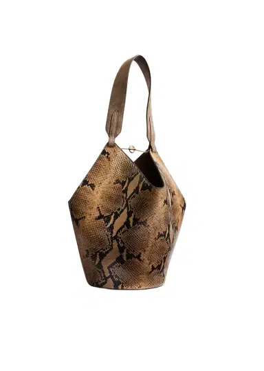 Khaite Small Lotus Tote In Python-Embossed Taupe And Morning Dove | Thumbnail 1 Khaite Small Lotus Tote In Python-Embossed Taupe And Morning Dove | Thumbnail 1