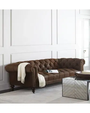 Old Hickory Tannery Morgan Rustic-Suede Chesterfield Sofa 86" | Thumbnail 3 Old Hickory Tannery Morgan Rustic-Suede Chesterfield Sofa 86" | Thumbnail 3