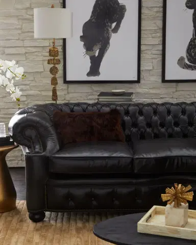 Old Hickory Tannery Rips Leather Chesterfield Sofa, 99.5" | Thumbnail 4 Old Hickory Tannery Rips Leather Chesterfield Sofa, 99.5" | Thumbnail 4