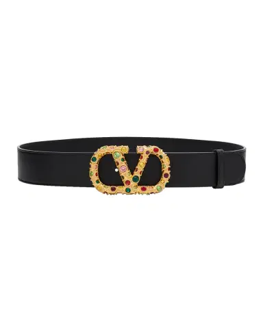 Valentino Garavani VLogo Signature Embellished Leather Belt, 40mm | Thumbnail 3 Valentino Garavani VLogo Signature Embellished Leather Belt, 40mm | Thumbnail 3