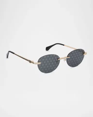 Palm Angels Crystal Metal Oval Sunglasses | Thumbnail 2 Palm Angels Crystal Metal Oval Sunglasses | Thumbnail 2