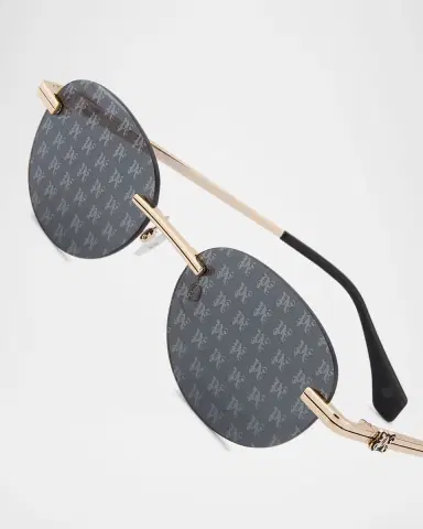 Palm Angels Crystal Metal Oval Sunglasses | Thumbnail 3 Palm Angels Crystal Metal Oval Sunglasses | Thumbnail 3