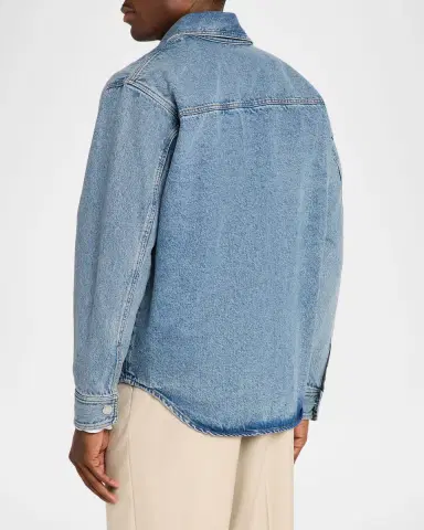 Ami Paris Men's Denim Overshirt with Crochet Ami de Coeur | Thumbnail 2 Ami Paris Men's Denim Overshirt with Crochet Ami de Coeur | Thumbnail 2