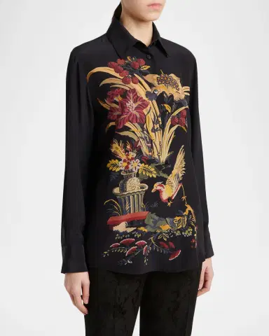 Etro Bird, Berry and Floral Silk Shirt | Thumbnail 3 Etro Bird, Berry and Floral Silk Shirt | Thumbnail 3
