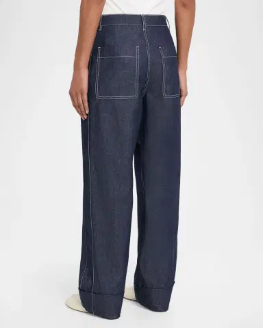 Lafayette 148 New York Cuffed Straight-Leg Silk Georgette Pants | Thumbnail 2 Lafayette 148 New York Cuffed Straight-Leg Silk Georgette Pants | Thumbnail 2