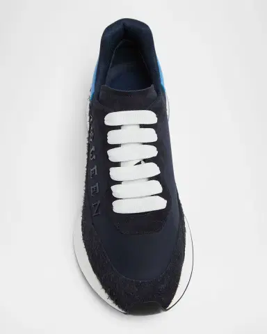 Alexander McQueen Men's Sprint Runner Mixed Media Sneakers | Thumbnail 2 Alexander McQueen Men's Sprint Runner Mixed Media Sneakers | Thumbnail 2