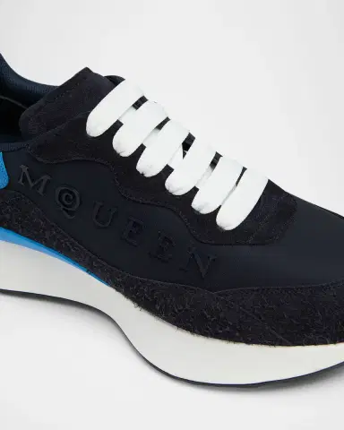 Alexander McQueen Men's Sprint Runner Mixed Media Sneakers | Thumbnail 3 Alexander McQueen Men's Sprint Runner Mixed Media Sneakers | Thumbnail 3