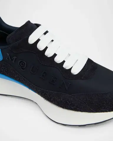 Alexander McQueen Men's Sprint Runner Mixed Media Sneakers | Thumbnail 4 Alexander McQueen Men's Sprint Runner Mixed Media Sneakers | Thumbnail 4