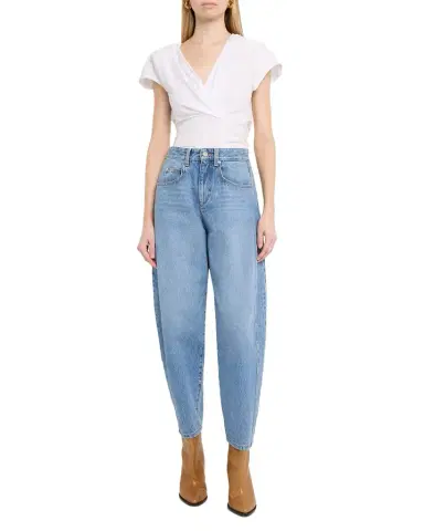 Isabel Marant Nadrine Gathered V-Neck Cotton T-Shirt | Thumbnail 1 Isabel Marant Nadrine Gathered V-Neck Cotton T-Shirt | Thumbnail 1
