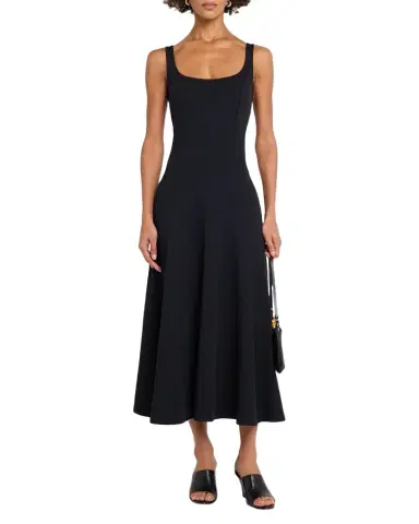 Vince Seamed Square-Neck Knit Midi Dress | Thumbnail 1 Vince Seamed Square-Neck Knit Midi Dress | Thumbnail 1