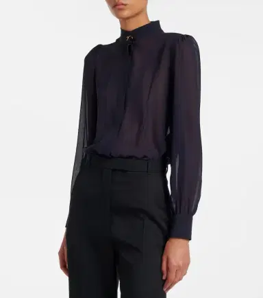 Alexander McQueen Wishbone silk georgette shirt | Thumbnail 3 Alexander McQueen Wishbone silk georgette shirt | Thumbnail 3